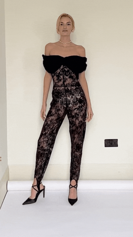 Carterier Barely There 90's Black Widow Stirrup Jumpsuit