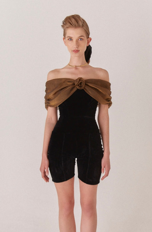 Carterier Black and Gold Signature Up-cycled Cocktail Romper