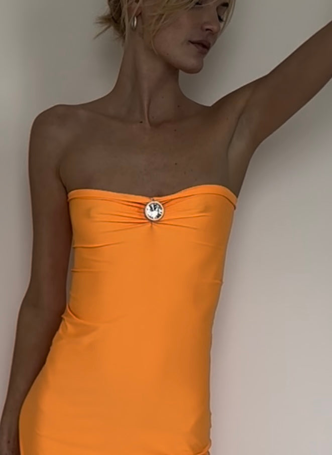Carterier Capri Mermaid Mercy Slip Dress with Giant Swaroski Motif