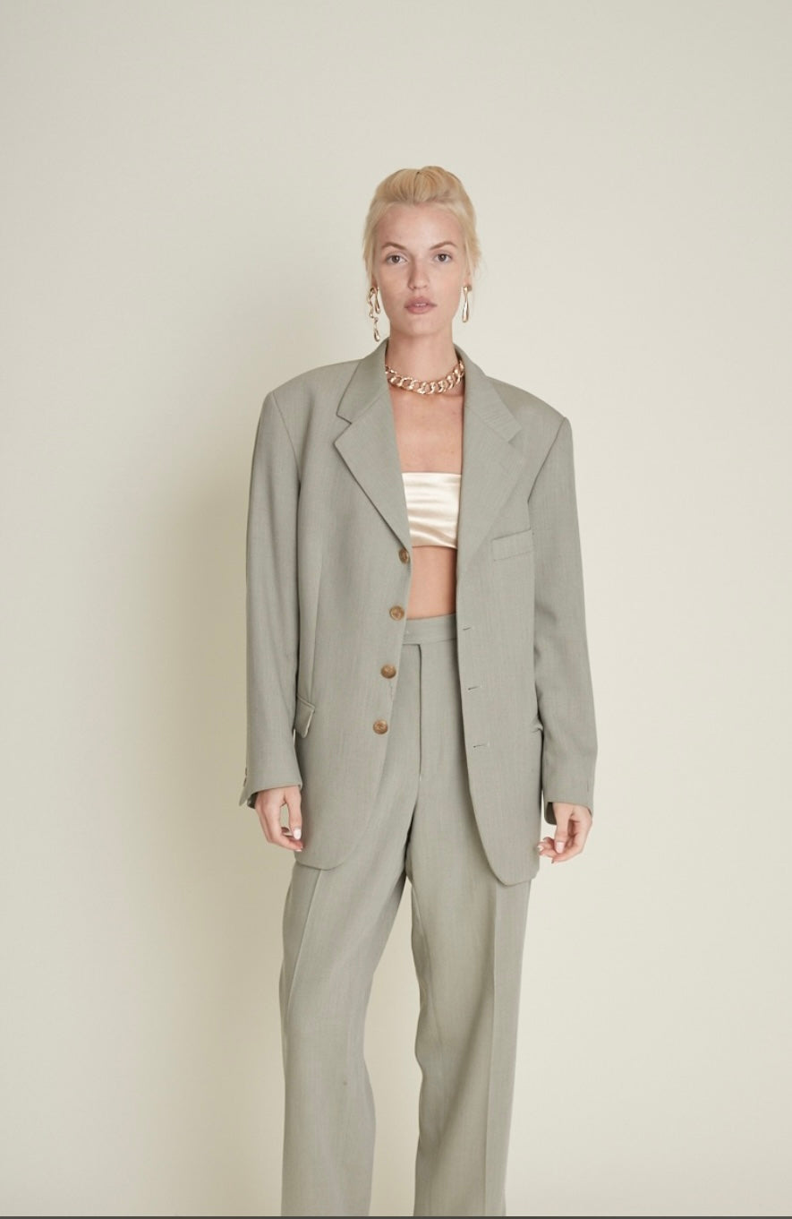 Carterier Vague Sage '90s Suit - Men's Suit Reworked for Women