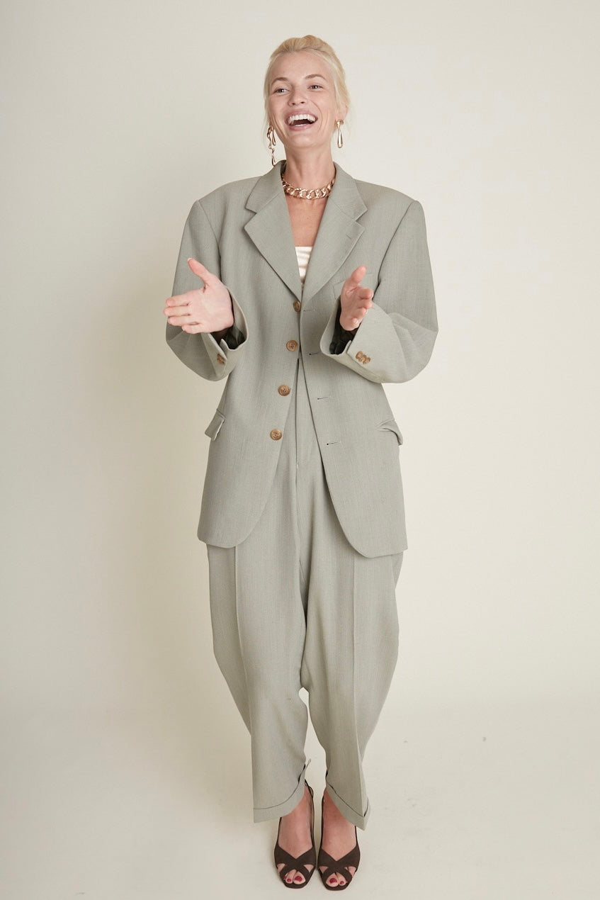 Carterier Vague Sage '90s Suit - Men's Suit Reworked for Women