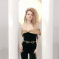 Carterier Gold Plated with Black Velvet Rendition Catsuit Slash Jumpsuit