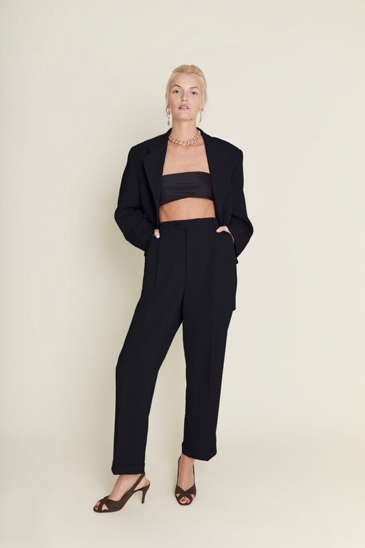 Carterier Midnight black '90s Suit - Men's Suit Reworked for Women