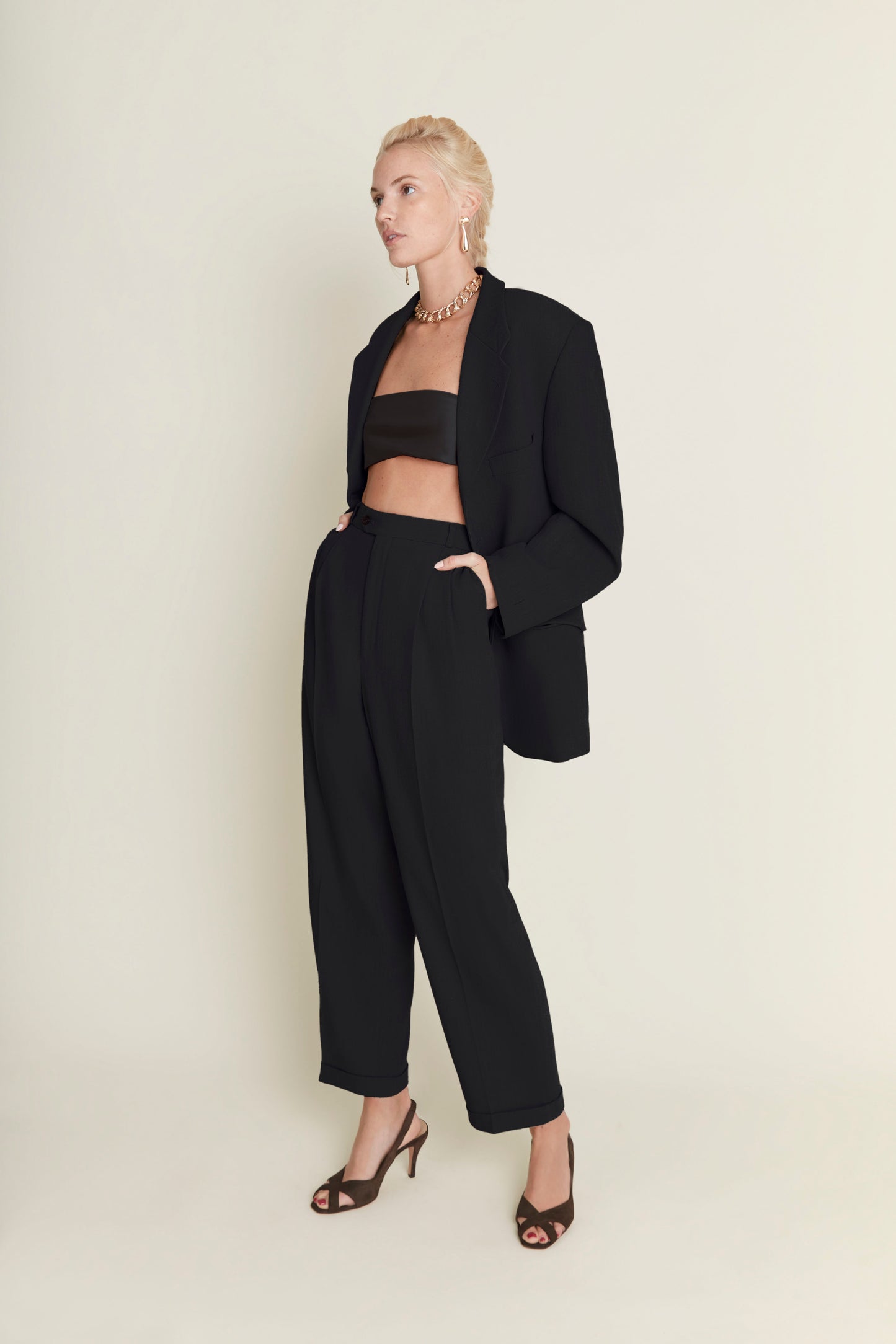 Carterier Midnight black '90s Suit - Men's Suit Reworked for Women