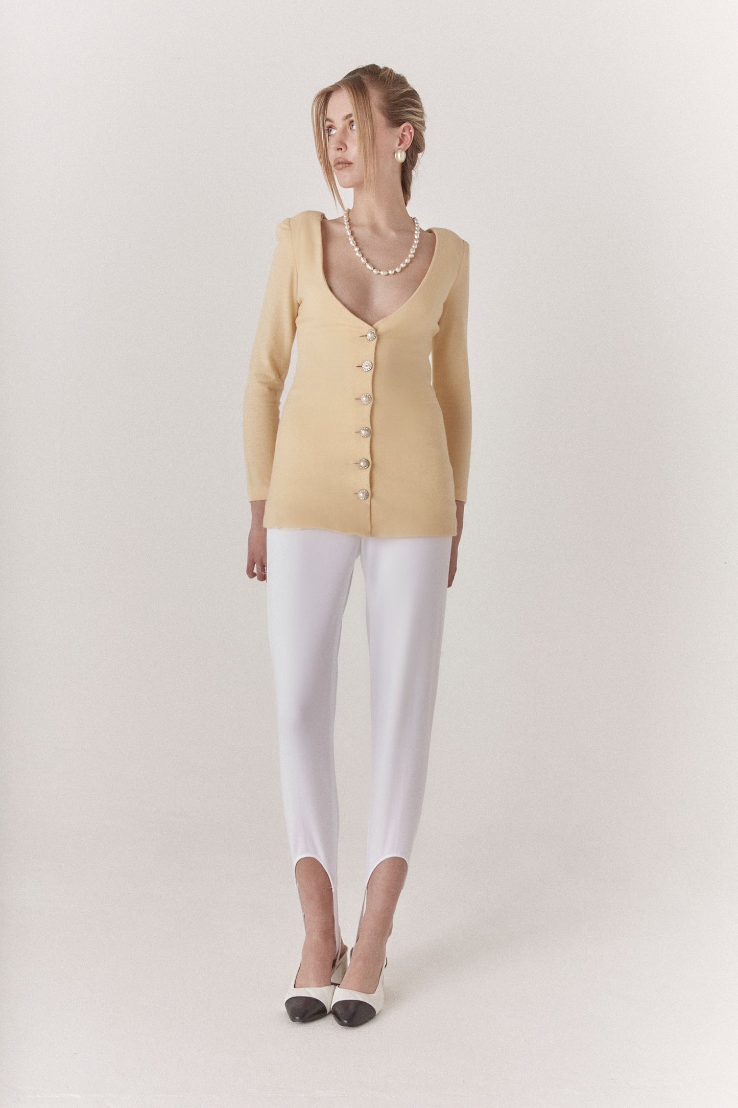 Carterier Cashmere and Wool Butter Cream Deconstructive Dress