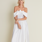 Carterier Pearl White Off-the-Shoulder Makeshift Dress to Top and Skirt