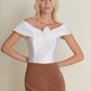 Carterier Pearl White Off-the-Shoulder Makeshift Dress to Top and Skirt