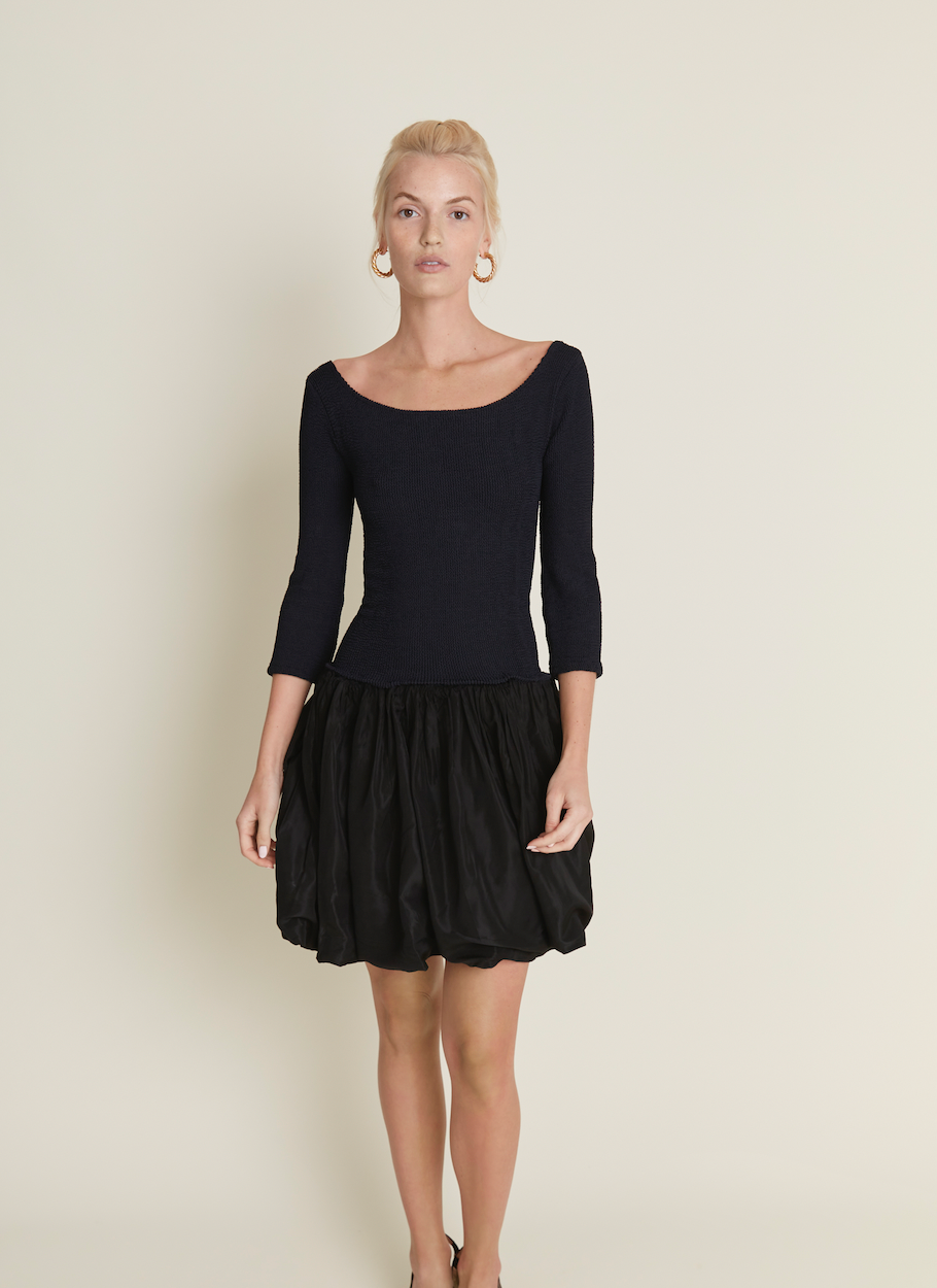 Carterier Parisian Black Bow Makeshift Dress to Reversable Top