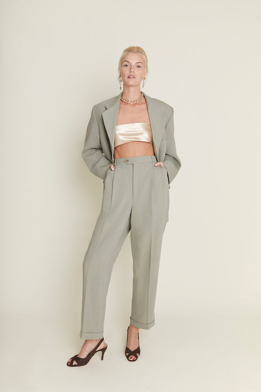 Carterier Vague Sage '90s Suit - Men's Suit Reworked for Women